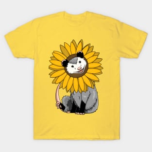 Opossum with sunflower around its head T-Shirt